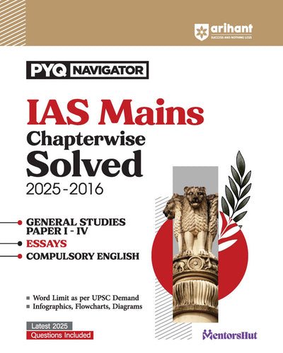 Combo of IAS Mains ChapterwiseSolvedPapers, General Studies-Paper (I,II,III & IV) | With Free 14 Years’ Solved Papers (2025–2012 | English Medium