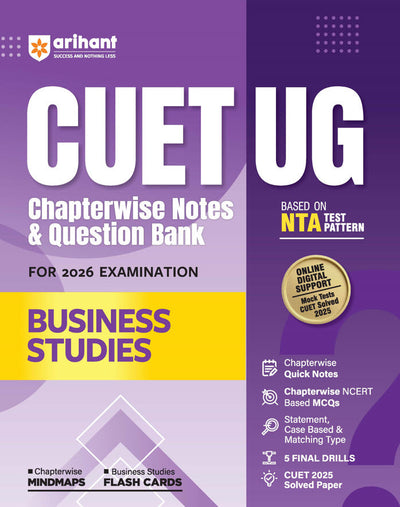 CUET UG 2026 Business Studies | Chapterwise Notes & Question Bank | Based on NTA Pattern | 1000+ NCERT MCQs, Assertion Reason & Case-Based Questions | Chapterwise Mindmaps & Flash Cards | Free Online Digital Support