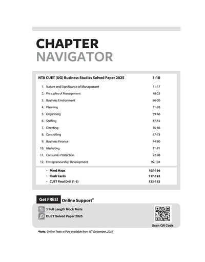 CUET UG 2026 Business Studies | Chapterwise Notes & Question Bank | Based on NTA Pattern | 1000+ NCERT MCQs, Assertion Reason & Case-Based Questions | Chapterwise Mindmaps & Flash Cards | Free Online Digital Support