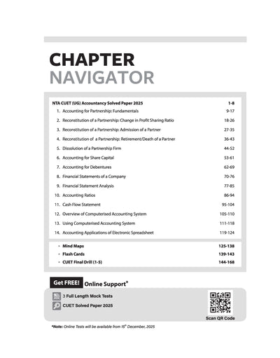 CUET UG 2026 Accountancy | Chapterwise Notes & Question Bank | Based on NTA Pattern | 1000+ NCERT MCQs, Assertion Reason & Case-Based Questions | Chapterwise Mindmaps & Flash Cards | Free Online Digital Support