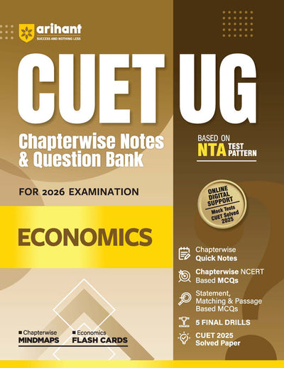 CUET UG 2026 Economics | Chapterwise Notes & Question Bank | Based on NTA Pattern | 1000+ NCERT MCQs, Assertion Reason & Case-Based Questions | Chapterwise Mindmaps & Flash Cards | Free Online Digital Support