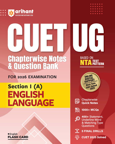 Combo of CUET 2026 General Aptitude Test (Section III) & English Language (Section 1-A) | English Flash Cards | Free Online Digital Support