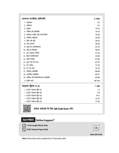 CUET UG 2026 General Aptitude Hindi Medium TOC