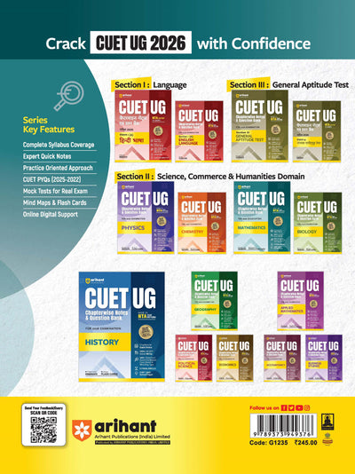 CUET UG 2026 Mathematics | Chapterwise Notes & Question Bank | Based on NTA Pattern | 1000+ NCERT MCQs, Assertion Reason & Case-Based Questions | Chapterwise Mindmaps & Flash Cards | Free Online Digital Support