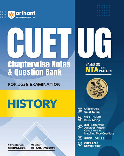 CUET UG 2026 History | Chapterwise Notes & Question Bank | Based on NTA Pattern | 1000+ NCERT MCQs, Assertion Reason & Case-Based Questions | Chapterwise Mindmaps & Flash Cards | Free Online Digital Support