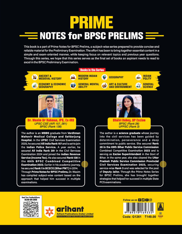 Prime Notes BPSC Prelims Indian Polity (Covers Bihar Specific Topics) | Complete Syllabus Coverage, Based on PYQs with Crisp Notes for Quick Revision