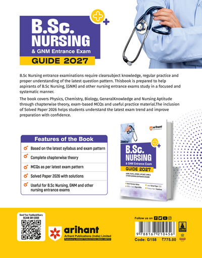 B.Sc. Nursing & GNM Entrance Exam 2027 | Study Guide for AIIMS, RUHS, JIPMER, UPCNET, ANM & Other Nursing Entrance Exams | Quick Revision Notes, 4000+MCQs, PYQs & Latest Solved Paper 2026
