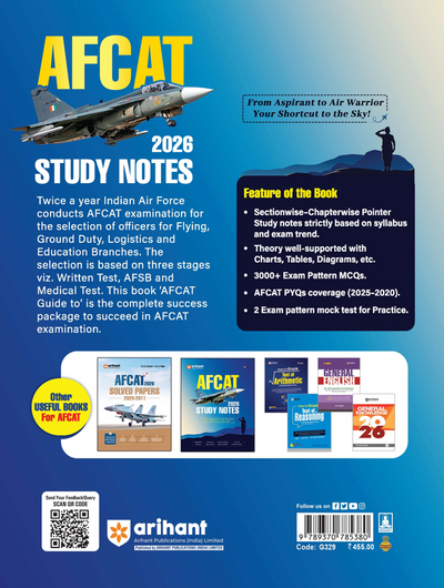AFCAT 2026 | Study Notes | Complete Theory, 2500+ Prctice MCQs | AFCAT Solve Papers (2025–2020) & 2 Mock Tests | For Flying, Technical & Non-Technical Branches