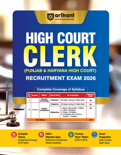 Punjab & Haryana High Court Clerk Exam 2026 | Complete Theory, 2000+ MCQs for Practice | Based on Latest Syllabus English Composition, General Knowledge & Previous Year Papers (2022 & 2019)