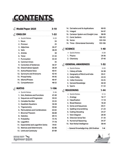 Indian Navy Agniveer SSR (Senior Secondary Recruit) Exam 2026 | Study Guide | Chapterwise Study Notes & Practice Questions | Based on Latest Exam Pattern