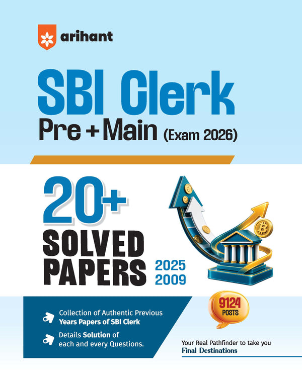 SBI Clerk Pre + Main Exam 2026 | 20+ Solved Papers 2025–2009 | Detailed Solutions to Every Question | Collection of Authentic Previous Years’ Papers
