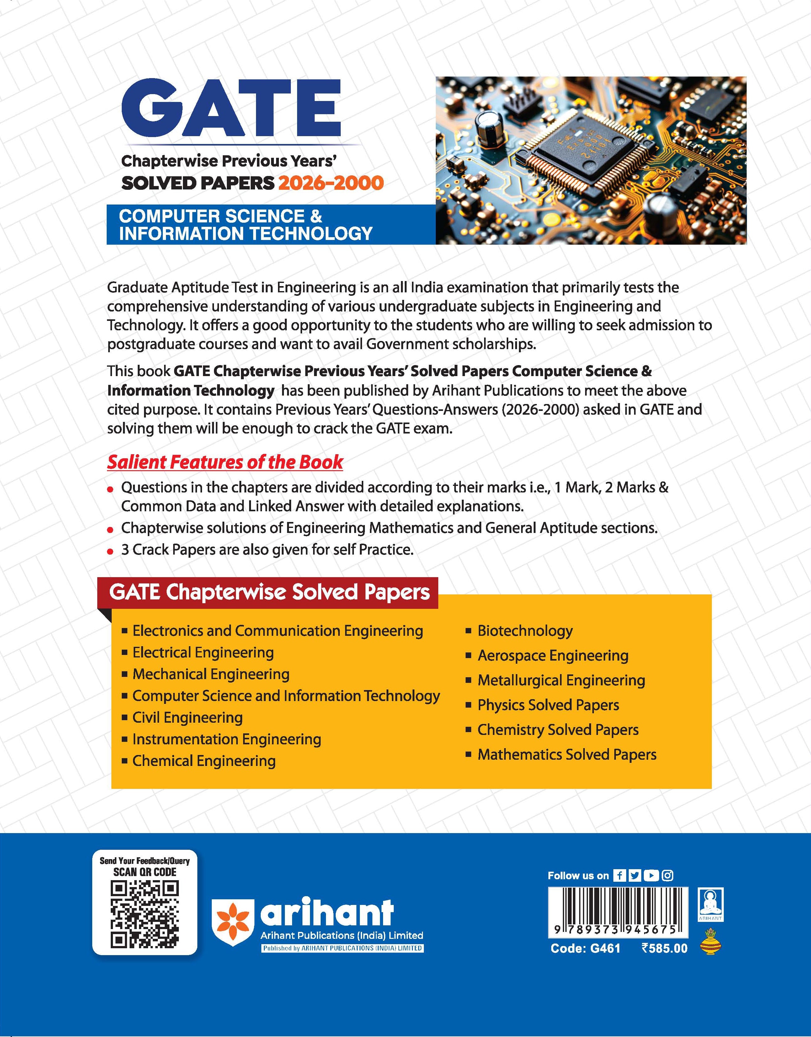 Best GATE Computer Science Solved Papers Book 2026 – arihantbooks