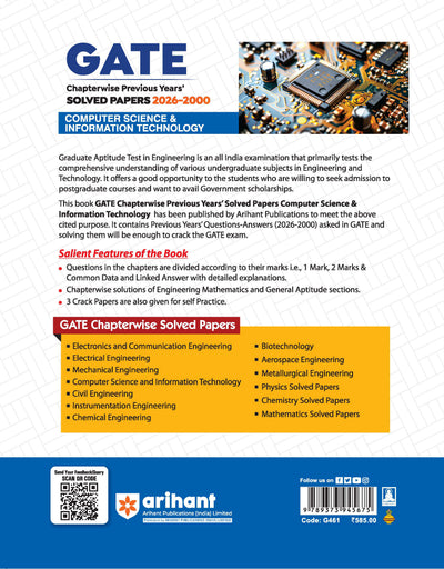 GATE Computer Science & Information Technology Chapterwise Solved Papers 2026–2000 |Chapterwise & Yearwise Detailed Explanations as per GATE Pattern