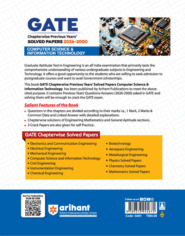 GATE Computer Science & Information Technology Chapterwise Solved Papers 2026–2000 |Chapterwise & Yearwise Detailed Explanations as per GATE Pattern