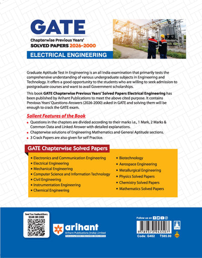 GATE Electrical Engineering Chapterwise Solved Papers 2026–2000 |Chapterwise & Yearwise Detailed Explanations as per GATE Pattern