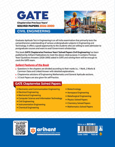 GATE Civil Engineering Chapterwise Solved Papers 2026–2000 |Chapterwise & Yearwise Detailed Explanations as per GATE Pattern