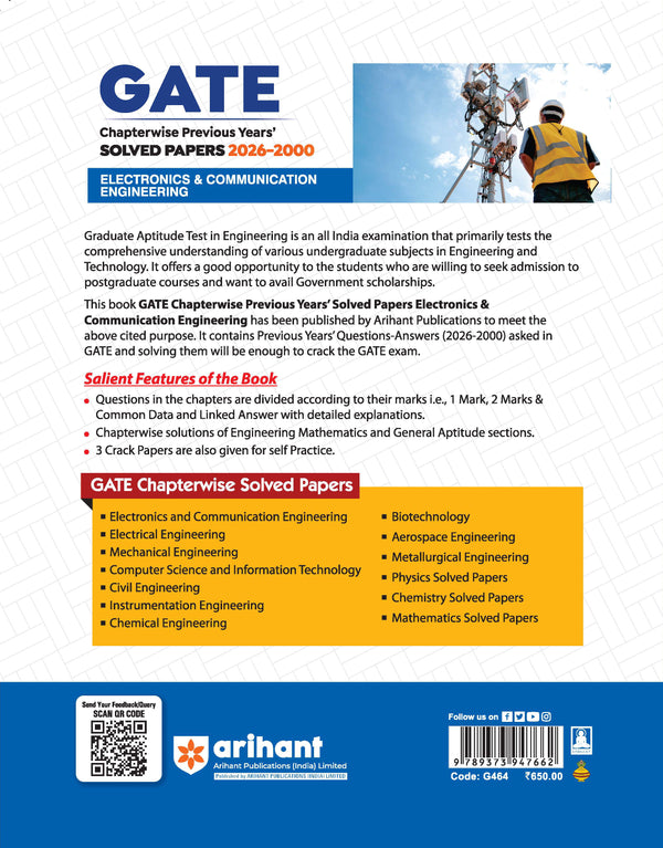 GATE Electronics & Communication Engineering Chapterwise Solved Papers 2026–2000 |Chapterwise & Yearwise Detailed Explanations as per GATE Pattern