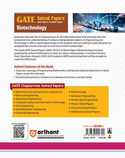 GATE Solved Papers 2025 -2010 & 10 Mock Papers | Biotechnology | Akansha Singhal