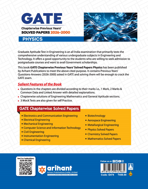 GATE Physics Chapterwise Solved Papers 2026–2000|Chapterwise & Yearwise Detailed Explanations as per GATE Pattern
