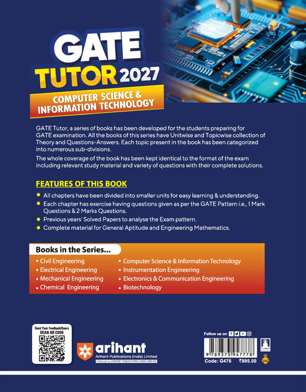 GATE Tutor 2027 Computer Science & Information Technology | Solved Papers 2023–2026 & 5 Mock Tests | Complete ECE Preparation Book | Shanti Kirupani, Prachi Jain, Amrita Mishra