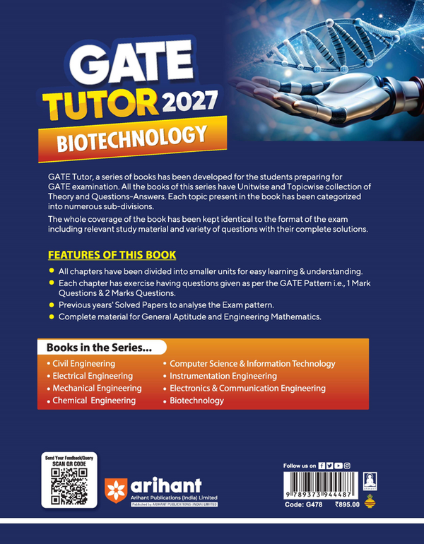 GATE Tutor 2027 Biotechnology | Solved Papers 2023–2026 & 3 Mock Tests | Complete ECE Preparation Book | Pfo. BM Agarwal, Akansha Singhal, Vidhika Goel