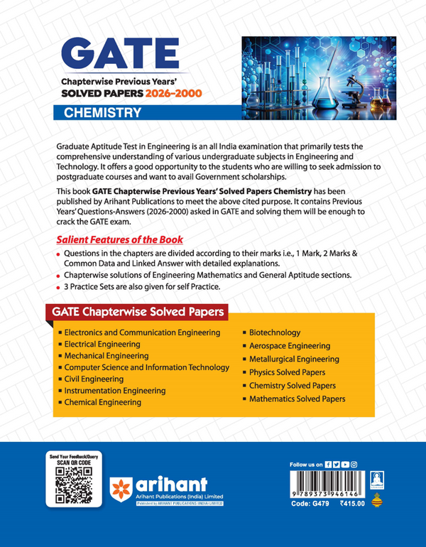 GATE Chemistry Chapterwise Solved Papers 2026–2000|Chapterwise & Yearwise Detailed Explanations as per GATE Pattern