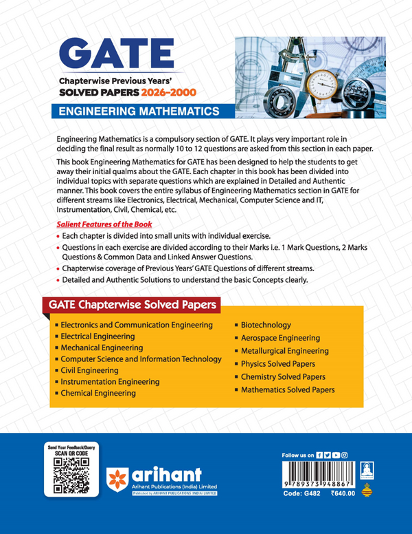 GATE Engineering Mathematics Chapterwise Solved Papers 2026–2000 |Chapterwise & Yearwise Detailed Explanations as per GATE Pattern