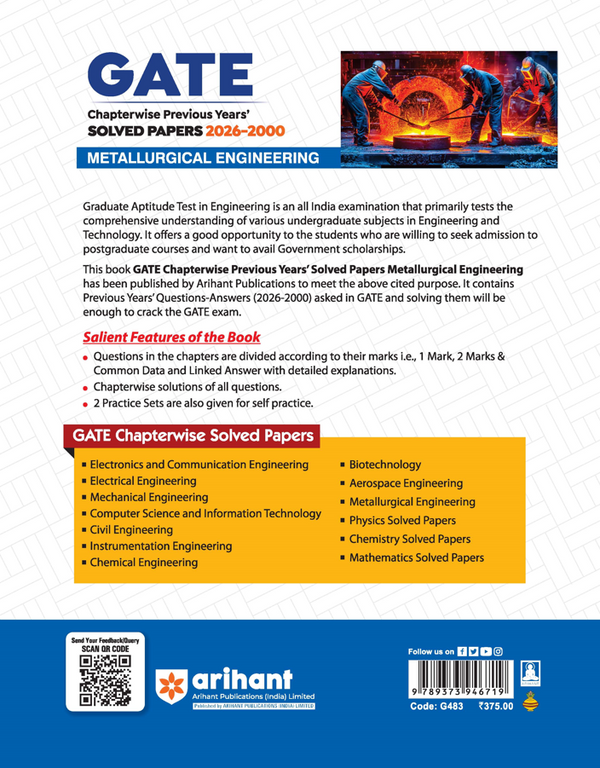 GATE Metallurgical Engineering Chapterwise Solved Papers 2026–2000 |Chapterwise & Yearwise Detailed Explanations as per GATE Pattern