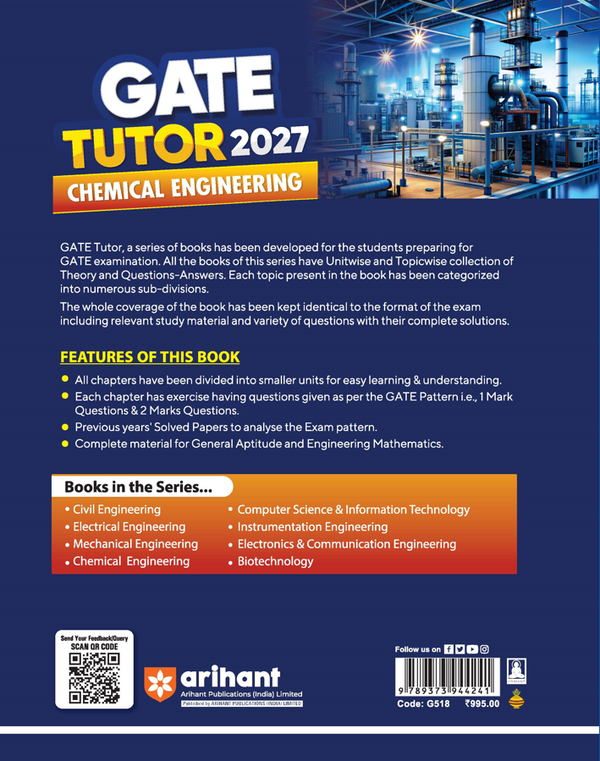 GATE Tutor 2027 Chemical Engineering | Solved Papers 2023–2026 & 5 Mock Tests | Complete ECE Preparation Book | Nikhil Gupta, Abhinav Jain