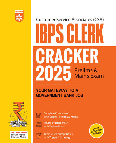 IBPS Clerk Prelims & Mains Exam 2025 | Customer Service Associate (CSA) | 3000+ Practice MCQs with Explanations | Complete Coverage of Both Stages – Prelims & Mains | Free Online Support