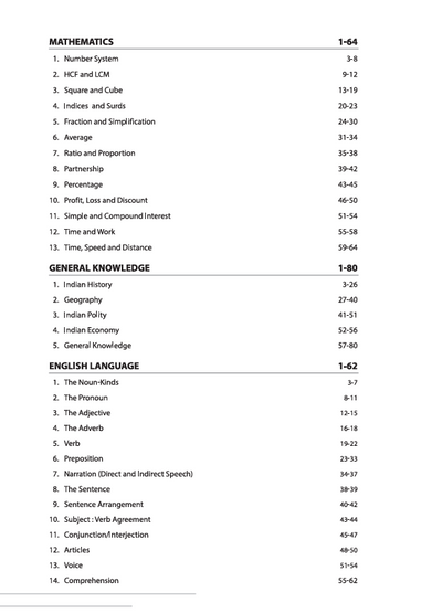 BSF Head Constable RO Mechanic English Medium Contents Page
