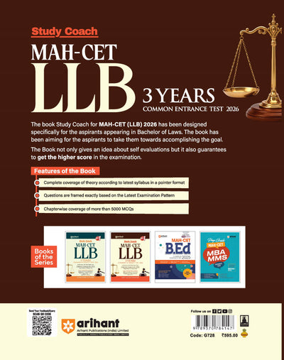 MAH CET LLB (3 Years) Common Entrance Test 2026 | Study Coach | 5000+ MCQs, Study Notes, with Solved Papers 2025