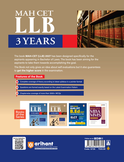 MAH CET LLB 3 Years Entrance Exam 2027 | Complete Guide for Legal Aptitude, Legal Reasoning, GK, English & Logical Reasoning | 3000+ MCQs, Chapterwise PYQs & Solved Paper 2026
