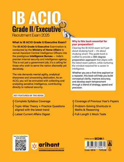 IB ACIO Grade-II / Executive Exam 2025 | Study Guide | With Latest Solved Papers