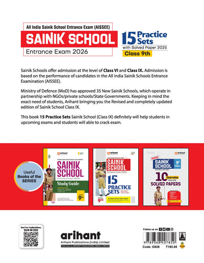 AISSEE Sainik School Class 9 Entrance Exam 2026 | 15 Practice Sets with Solved Papers 2025 | Revised Edition 2026 | English Medium