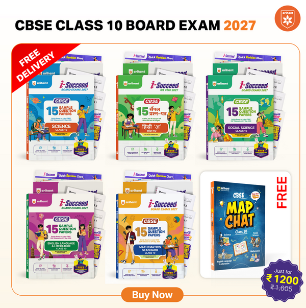 Combo (Set of 6 Books) i-Succeed CBSE Class 10 Exam 2027 Prep Kit: 15 Sample Papers (Maths Standard, Science, Social Science, English Lang & Lit & Hindi-A) + Map Chart | Colour-Coded Revision Cheat Sheets & Solutions | Latest CBSE SQP Board Pattern