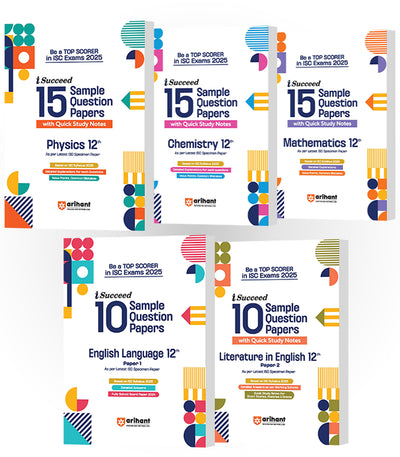 ISC i-Succeed Sample Question Paper for Class 12th | Physics, Chemistry, Mathematics, English Language &Literature in English | Set of 5 books