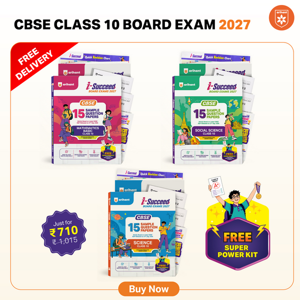 Combo (Set of 3 Books) i-Succeed CBSE Class 10 Exam 2027 Prep Kit: 15 Sample Question Papers (Maths Basic, Science & Social Science) | Colour Cheat Sheets, Toppers Copy & Free Super Power Kit | Based on Latest CBSE SQP Released 21 Sept 2026