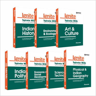 Combo of Ignite MCQsIndian History, Environment & Ecology, Arts & Culture, Indian Polity, Economics & Social Development, Science & Technolgy & Physical & Indian Geography