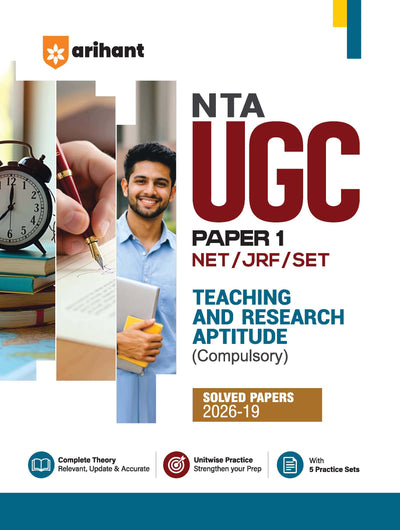 NTA UGC NET/JRF/SET Paper 1 Study Guide with Solved Papers 2026–2019 | Teaching & Research Aptitude | Complete Theory, Unitwise Practice Questions with PYQs, Detailed Solutions & 5 Practice Sets