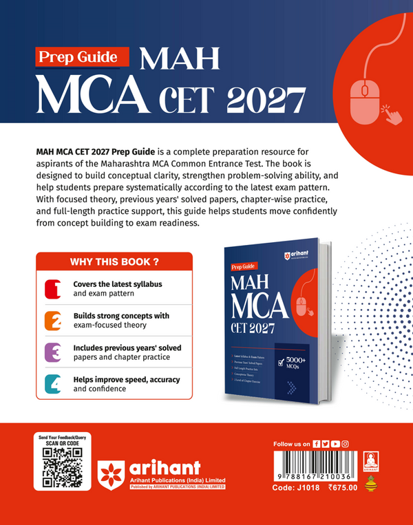 Prep Guide MAH MCA CET 2027 | Complete Guide as per Latest Exam Pattern & Syllabus | 5000+ MCQs, Concept-wise Theory, Previous Years' Solved Papers, Full-Length Practice Sets & 2-Level Chapter Exercises