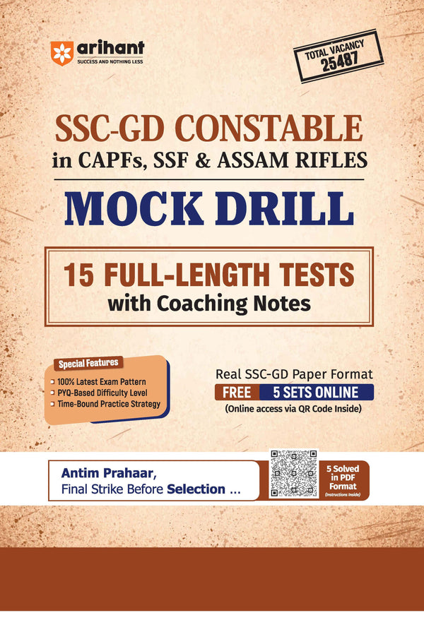 SSC GD Constable Exam 2026 Mock Drill | 15 Full-Length Tests with Coaching Notes | CAPFs, SSF & Assam Rifles | Based on Real SSC-GD Exam Pattern | Free 5 Online Mock Tests & PDF Solved Papers | English Medium