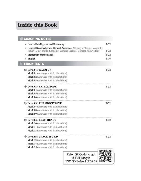 SSC GD Constable Exam 2026 Mock Drill | 15 Full-Length Tests with Coaching Notes | CAPFs, SSF & Assam Rifles | Based on Real SSC-GD Exam Pattern | Free 5 Online Mock Tests & PDF Solved Papers | English Medium