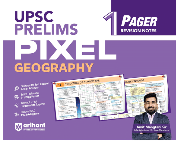 UPSC Prelims Geography | Pixel 1-Pager Revision Notes | Fast Revision, Entire Prelims GS in 1-Page Format, Concept & Fact Infographics with PYQ-Based Preparation 