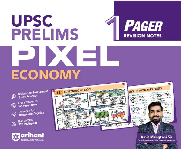 Combo (Set of 5 Books) UPSC Prelims Booster Pixel 1-Pager Revision Notes Kit: Economy, Environment, Geography, History & GS Booster | Fast Revision 1-Page Format, Concept & Fact Infographics with PYQ-Based Prep | Latest UPSC CSE Exam Series