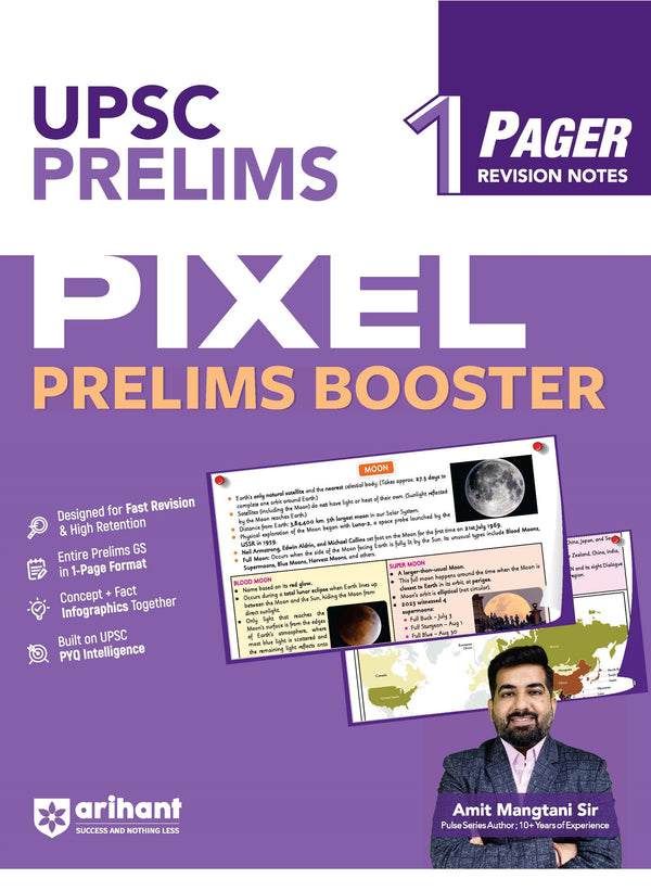 UPSC Prelims Booster | Pixel 1-Pager Revision Notes | Fast Revision, Entire Prelims GS in 1-Page Format, Concept & Fact Infographics with PYQ-Based Preparation 