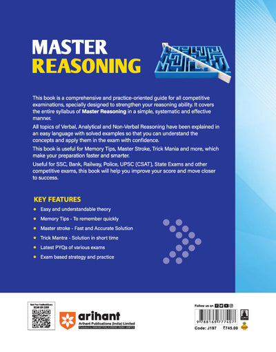 Master Reasoning (Verbal, Analytical & Non-Verbal Reasoning) | Easy-to-Understand Theory, Memory Tips, Master Stroke Techniques, Trick Mantras, Latest PYQs & Exam-Based Strategy and Practice | Completely Revised Edition 2027
