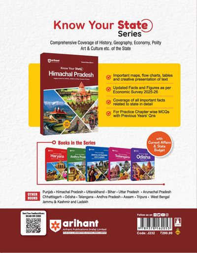 Know Your State Himachal Pradesh (General Knowledge) | Highly Useful for HPSC, HSSC Other Competitive Exams | With Important Map, Flow charts, Tables, Practice MCQs, PYQs & Budget 2026-27