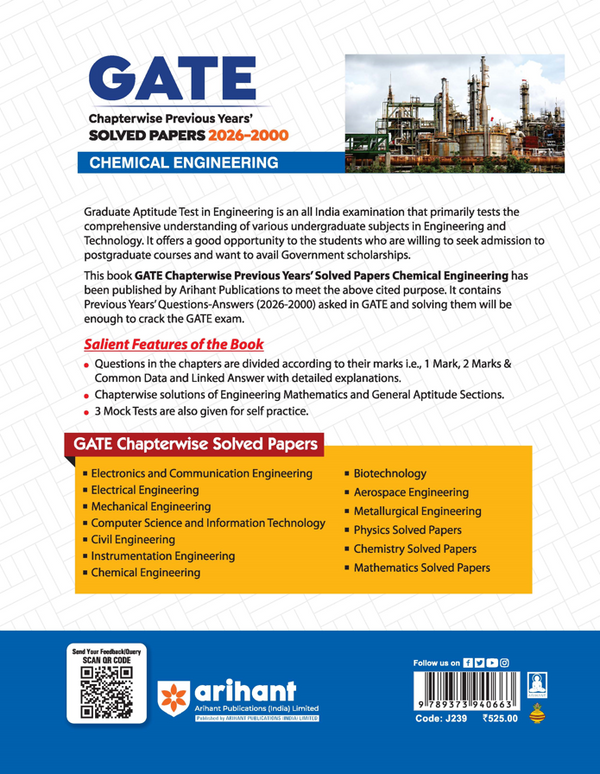 GATE Chemical Engineering Chapterwise Solved Papers 2026–2000 |Chapterwise & Yearwise Detailed Explanations as per GATE Pattern