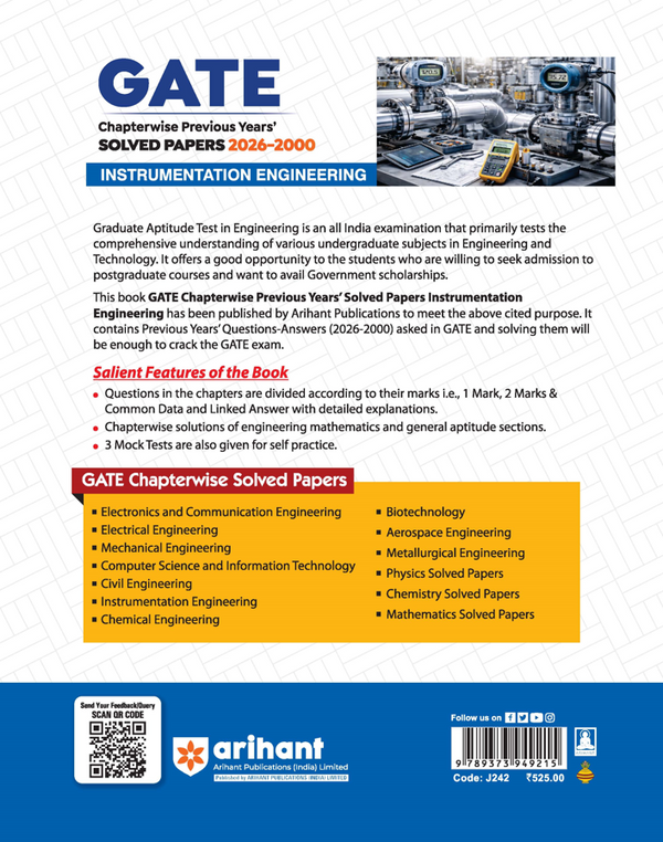 GATE Instrumentation Engineering Chapterwise Solved Papers 2026–2000 |Chapterwise & Yearwise Detailed Explanations as per GATE Pattern